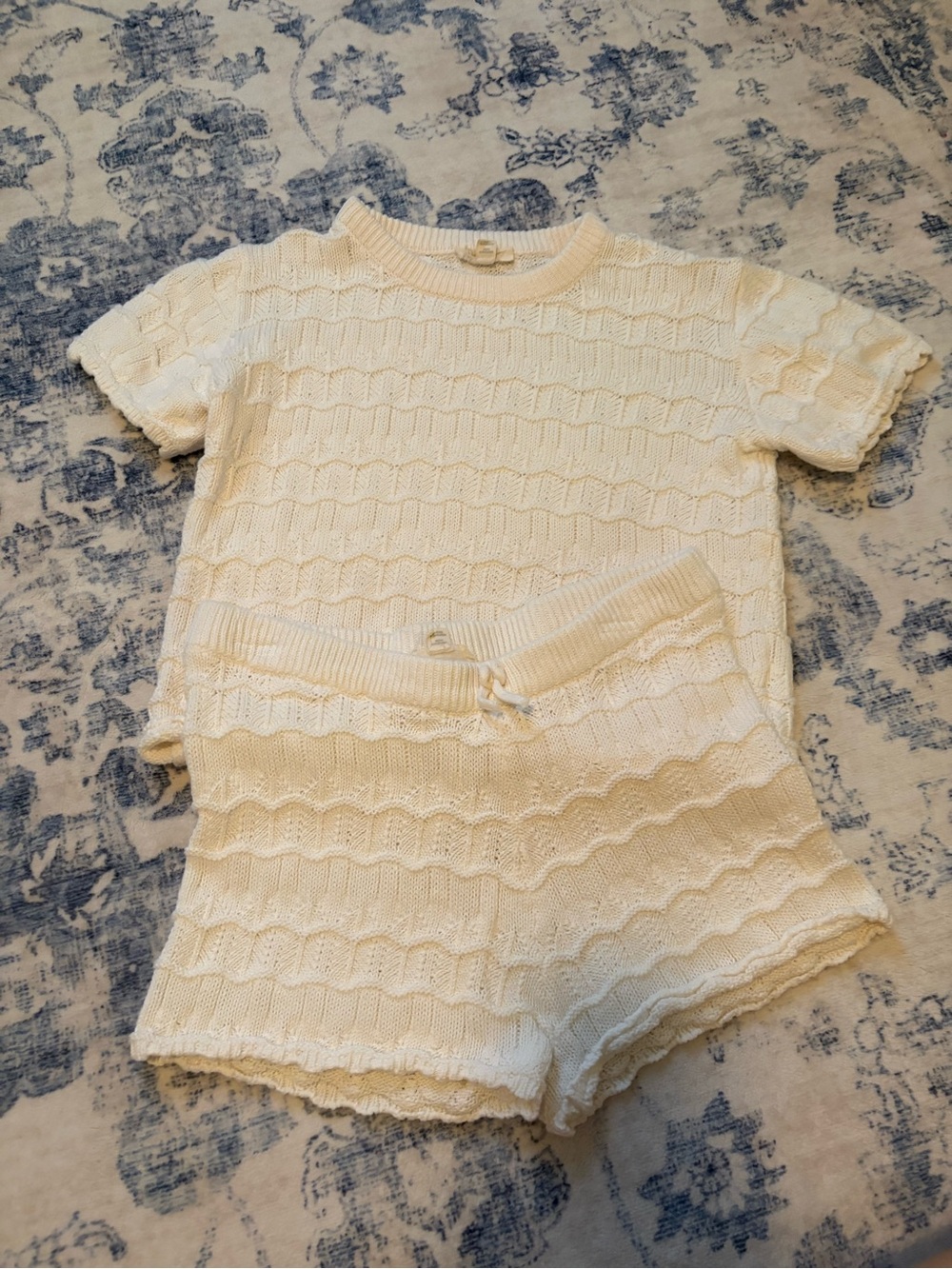 Jessica Simpson Cream Knit Short Sleeve Top & Shorts Set